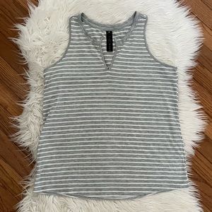 {Yogalicious} Athleisure Striped Tank in Grey & White - Women's Small